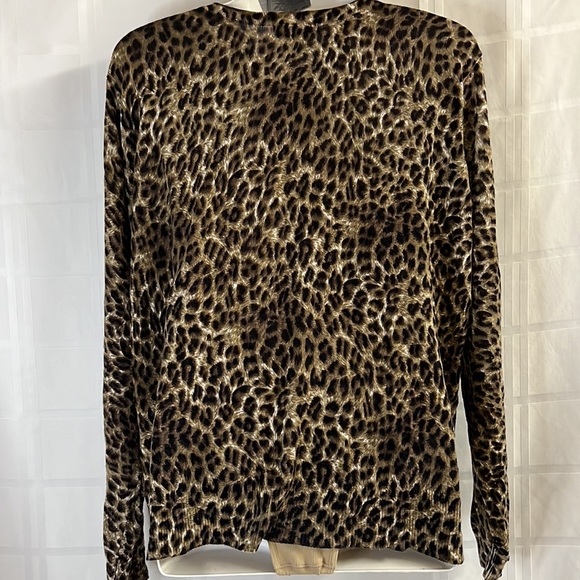 Cathy Daniels Leopard Print button Down Cardigan Size XL bling front - Picture 3 of 4